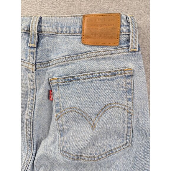 Levis Wedgie Icon Fit Jeans Womens 27 Light Wash High Rise Button Fly Raw Hem - Picture 9 of 16
